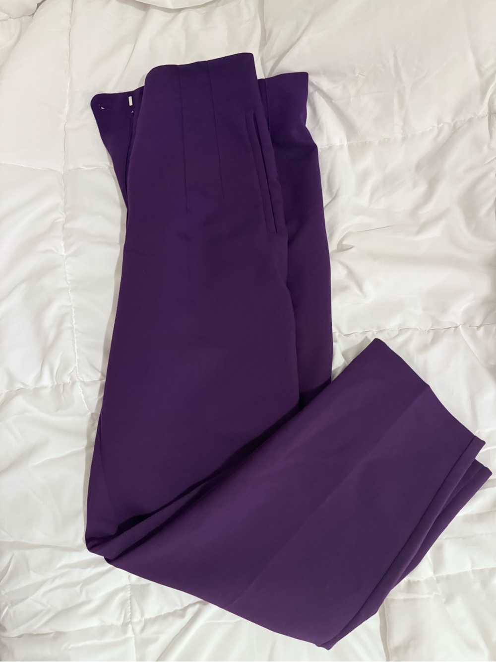 Zara High-Waist Purple Cropped Tapered Pants - Picture 4 of 7